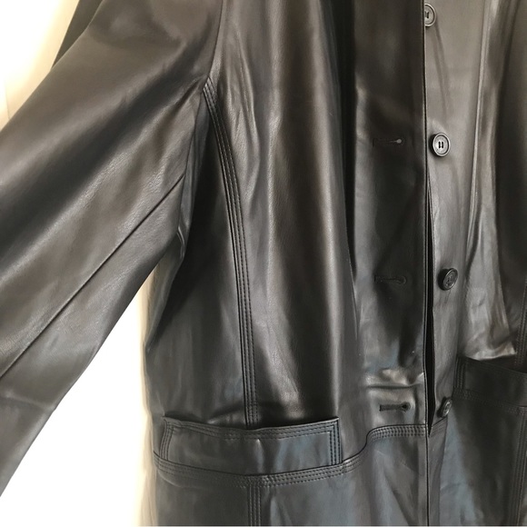 Calvin Klein Black Faux Leather long jacket - Picture 4 of 11